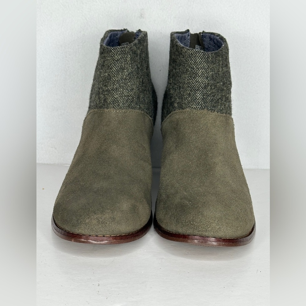 Toms Leila Ankle Boots Olive Green Herringbone Sz 6.5 - Picture 4 of 9